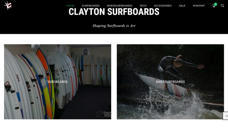 screenshot homepage clayton surfshop