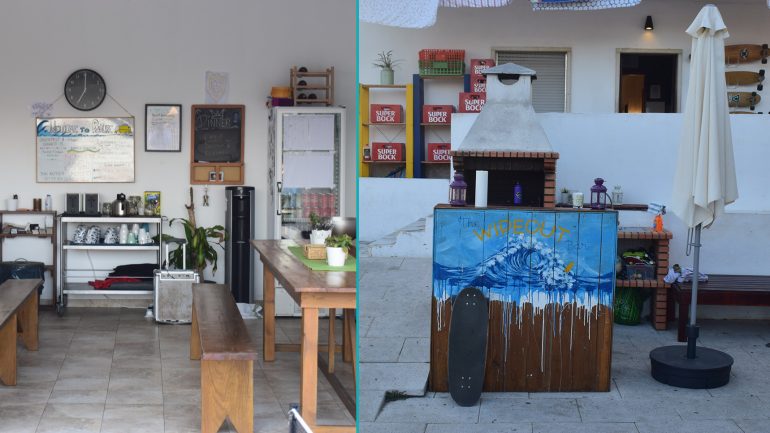 bar und essensbereich außen im surfcamp ericeira