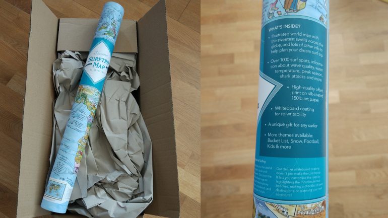 versand und verpackung der surftrip map von amazon