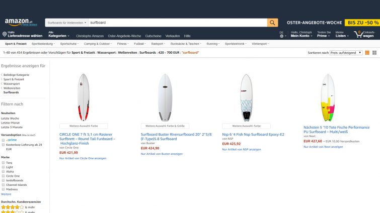 Surfboard Auswahl bei Amazon.com Surfbretter