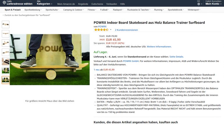 der indoor balance board trainer von Powrx reduziert bei amazon