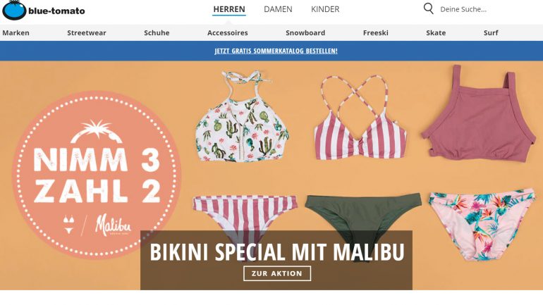 malibu bikini aktion bei blue tomato nimm 3 zahl 2