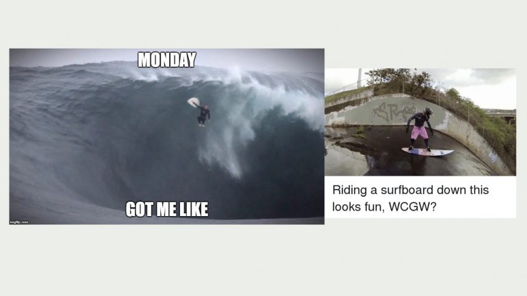 wenn dich der Montag umhaut surfer meme