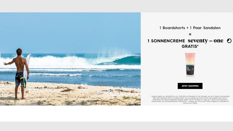 gratis sonnencreme im roxy und quiksilver online surfshop für deine bestellung