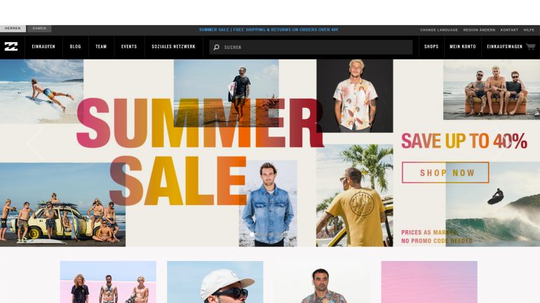 billabong summer sale 2018 mit gratis versand ab 40 € bestellwert surfen