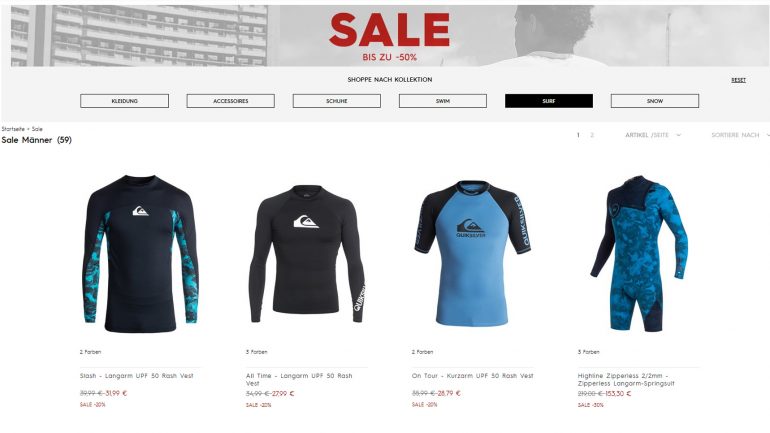 quiksilver sommer sale 2018 im august mit gratis versand ab 25 € bestellwert