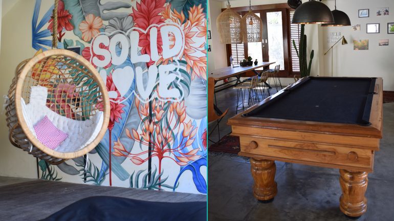 relax lounge und billard im solid surfcamp aufenthaltsraum