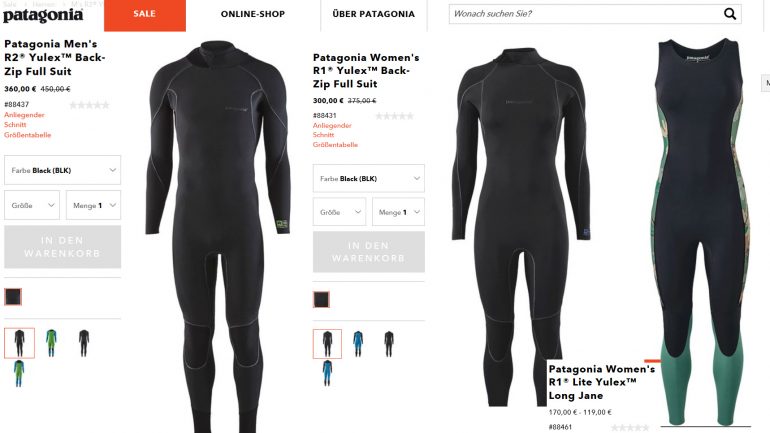 neoprenanzüge und wetsuits billiger im sale von patagonia für surfer