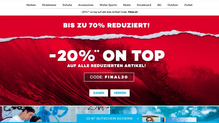 finaler sommer schlussverkauf sale bei planet sports mit bonuscode