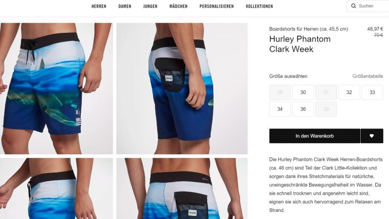 Hurley Clark Little Boardshort Kollektion im Sale im Haifisch Design