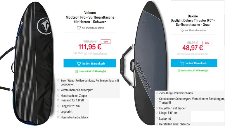 boardbag sale für surfbretter und surfboards bei planet sports