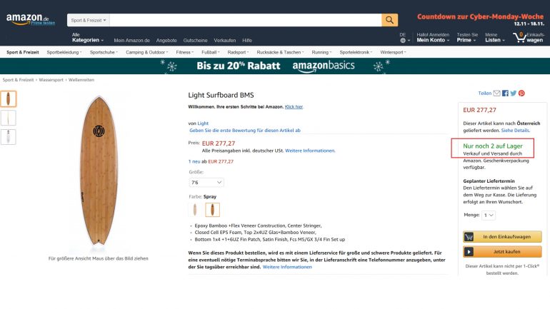 Light BMS big man shortboard im angebot deutlich günstiger bei amazon surfbrett