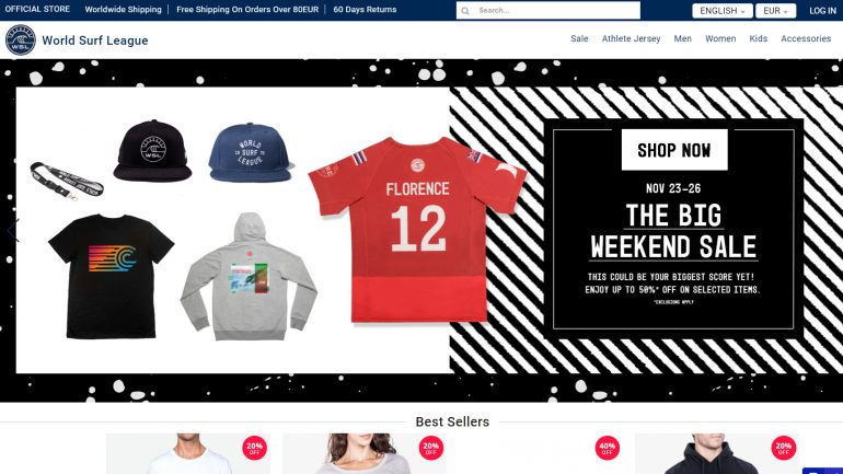 World Surf League Webshop mit Black Friday angeboten für Surfer