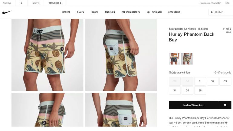 hurley ananas boardshort im sale reduziert und verbilligt für surfer