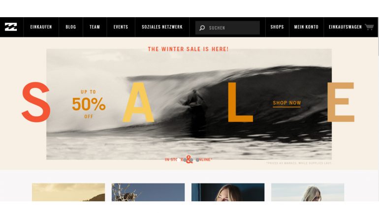 wintersale bei billabong.de mit tollen angeboten für surfer, neoprenanzüge und streetwear