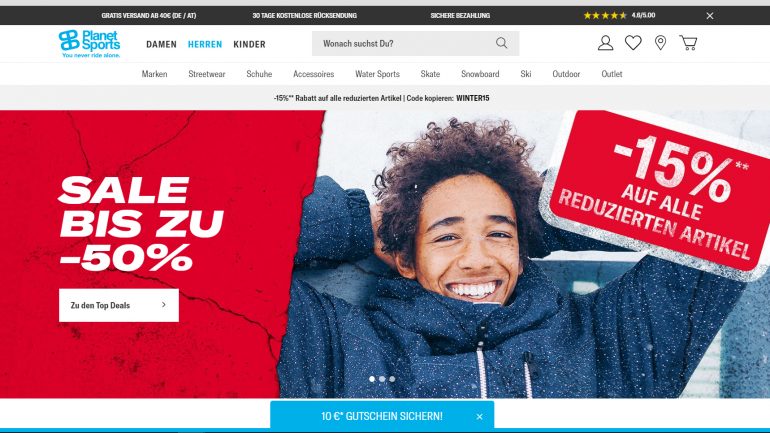 abverkauf für surfer und snowboarder bei planet sports - viele produkte billiger 50 % und auch reduzierte Artikel