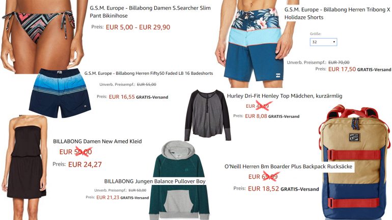 super surfer sale bei amazon mit 60 % rabatt und mehr auf billabong, ripcurl, o'neill und hurley - Teil 2