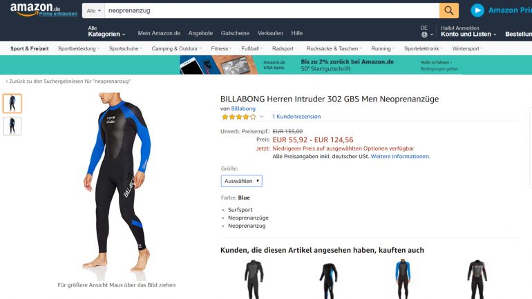 Billabong intruder Neoprenanzug für Surfer deutlich preisreduziert im Angebot bei Amazon