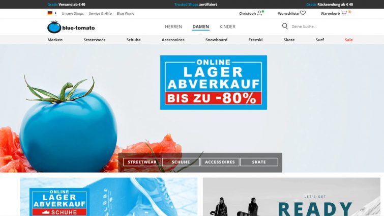 bei blue tomato billiger einkaufen - im Lagerabverkauf mit bis zu 80 % Rabatt