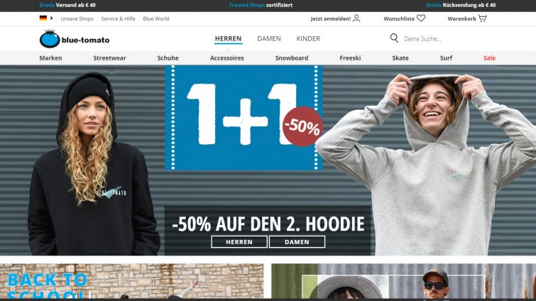 2 Hoodies kaufen, 50 % Rabatt und billiger erhalten bei blue tomato