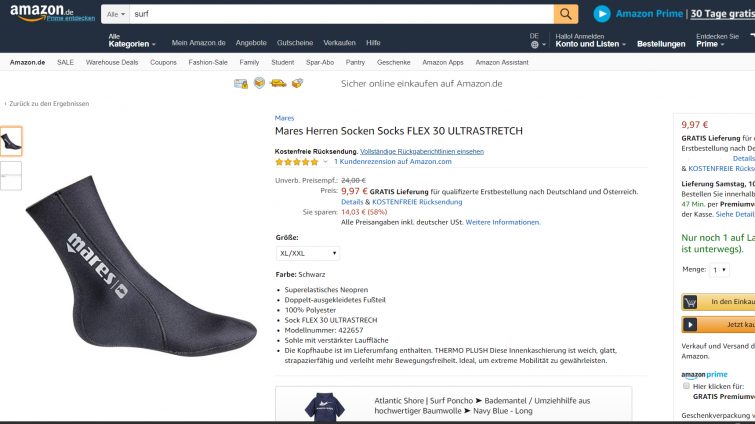 Mares Neoprensocke für Surfer super billig bei Amazon im Angebot kaufen