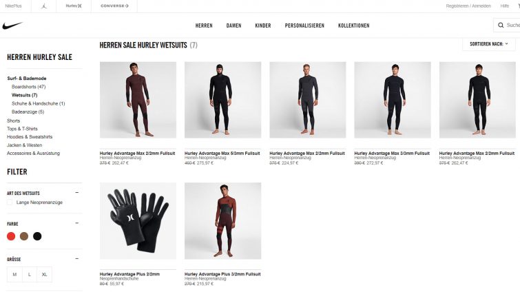 hurley wetsuits fuer surfer männer im sale und ausverkauf deutlich preis reduziert